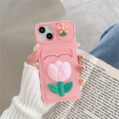 Coque Cœur Porte-carte Avec Protection Coulissante pour iPhone 16 Pro Max - 1