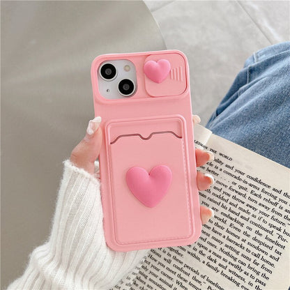 Coque Cœur Porte-carte Avec Protection Coulissante pour iPhone 16 Pro Max - 3