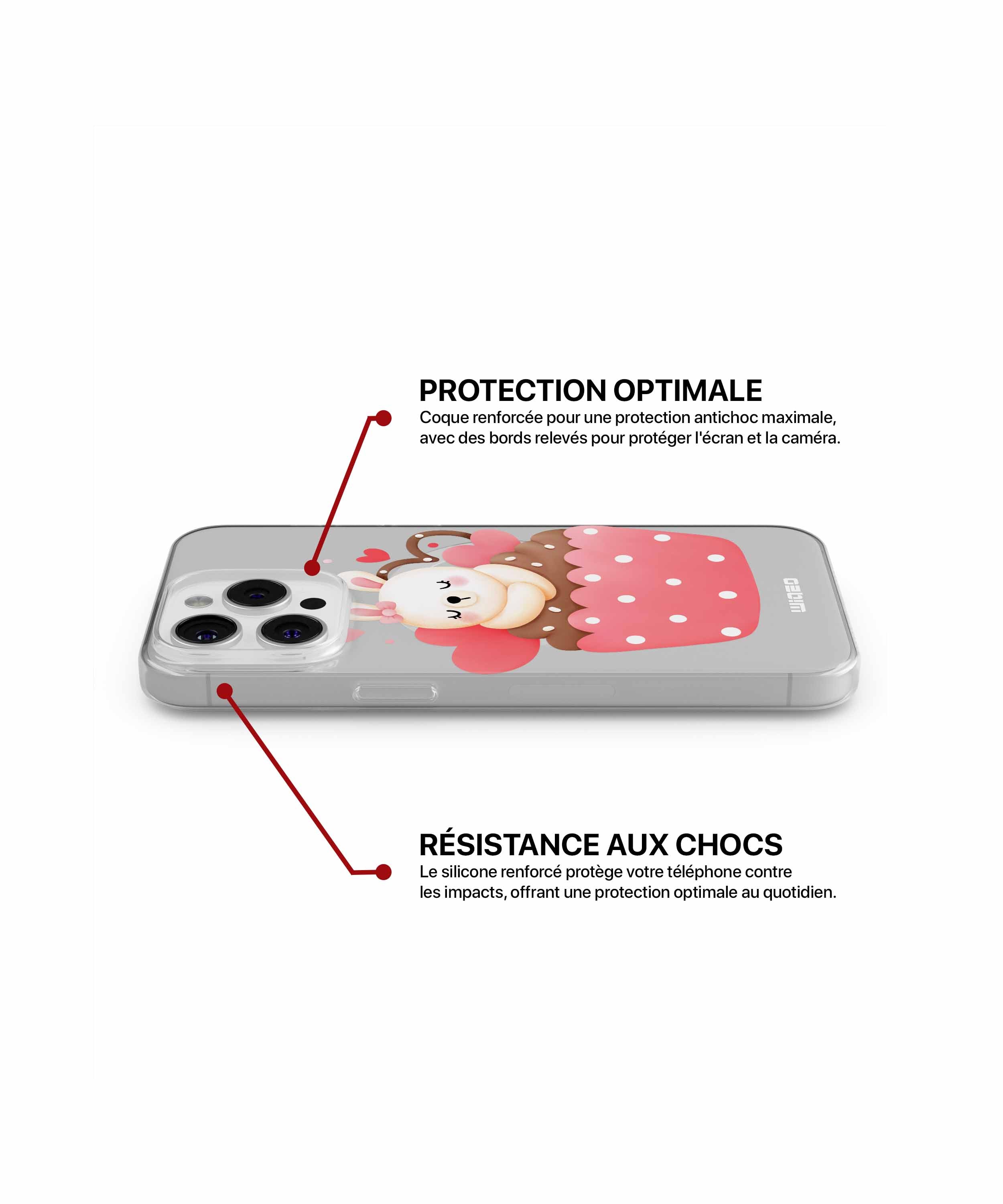 Coque cupcake lapin amoureux pour iPhone