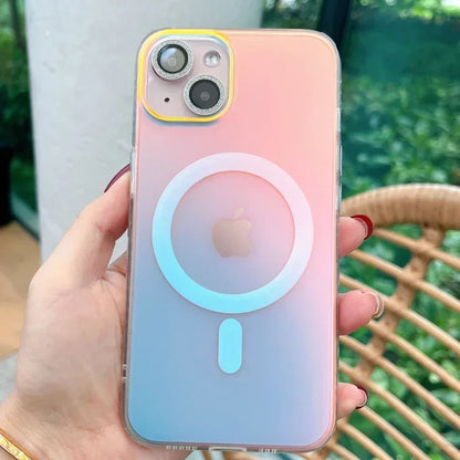 Coque Dégradée Laser Auroral Antichoc pour iPhone 14 Pro - Aurora Magnétique
