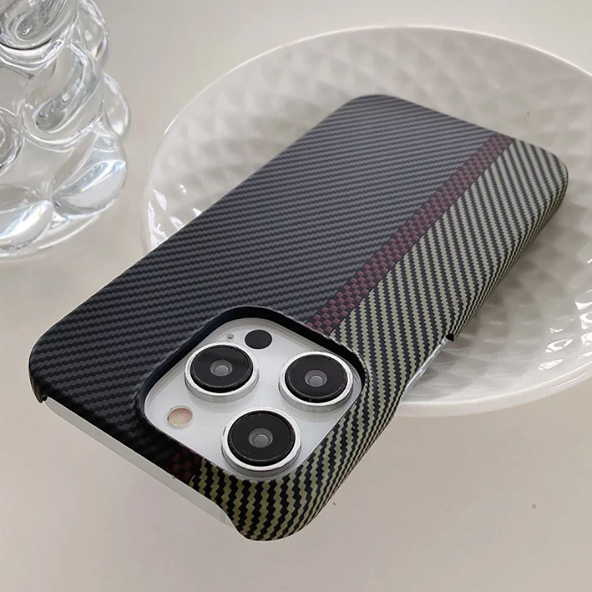 Coque Design Élégant En Fibre De Carbone Anti-Choc Pour iPhone 12 Pro - Noir
