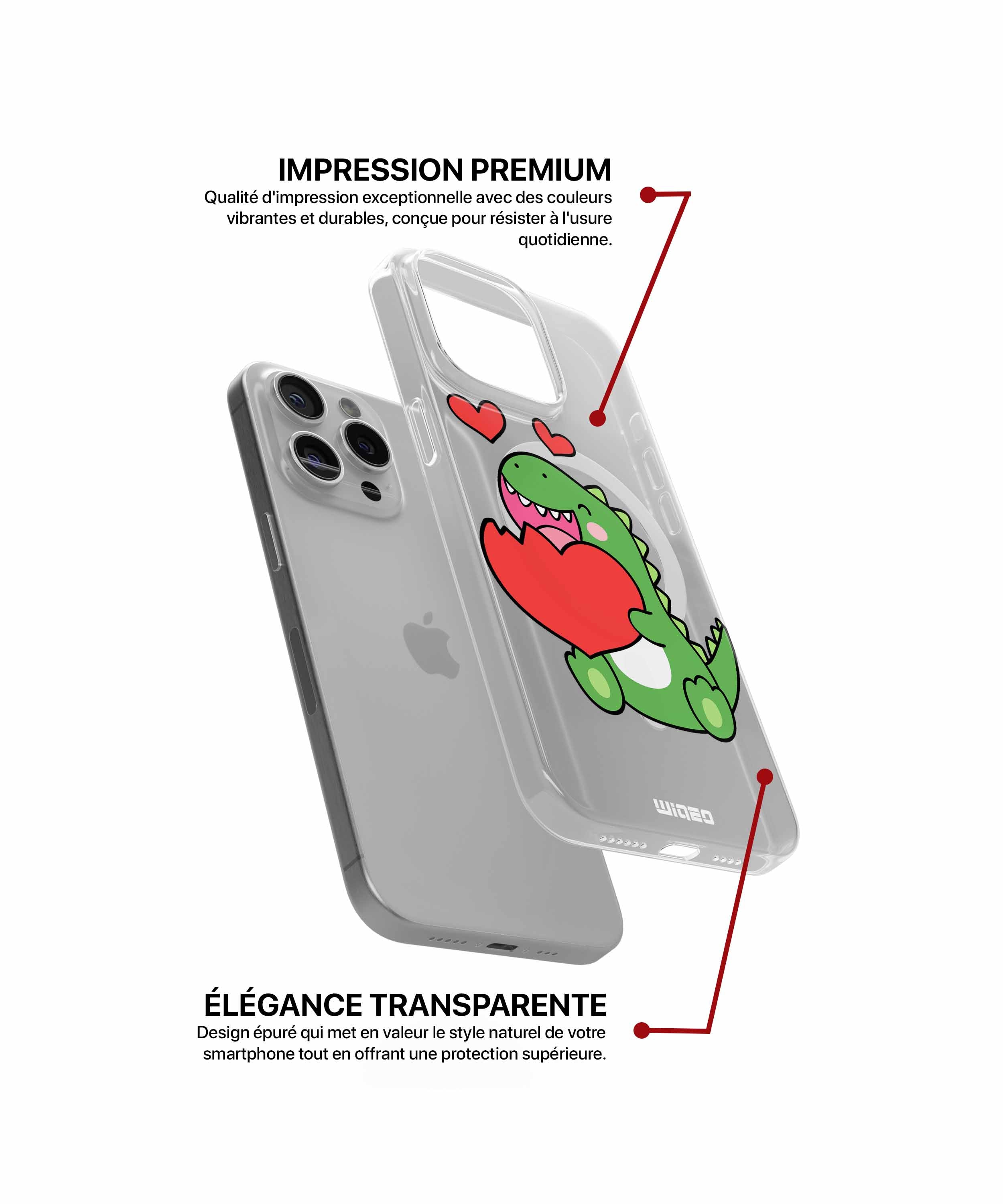 Coque dinosaure tendre amoureux pour iPhone