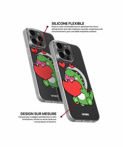 Coque dinosaure tendre amoureux pour iPhone