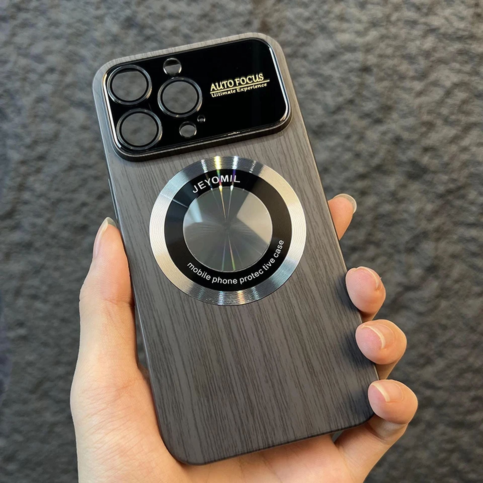 Coque En Bois Magnétique Design Élégant pour iPhone 16 Pro Max - Noir