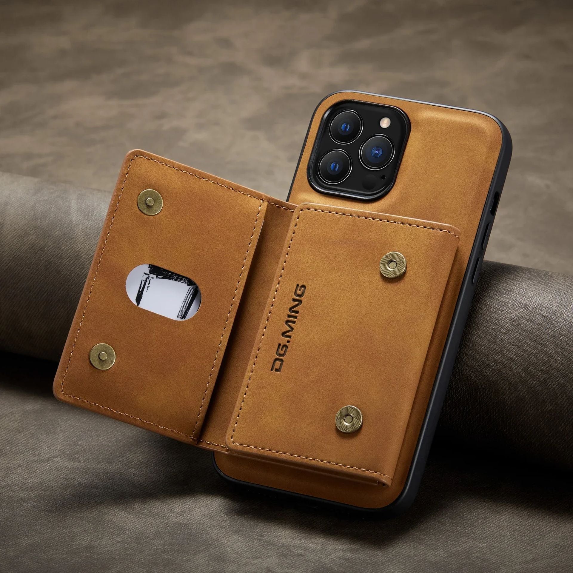 Coque En Cuir Magnétique 2 En 1 Avec Poche Amovible pour iPhone 14