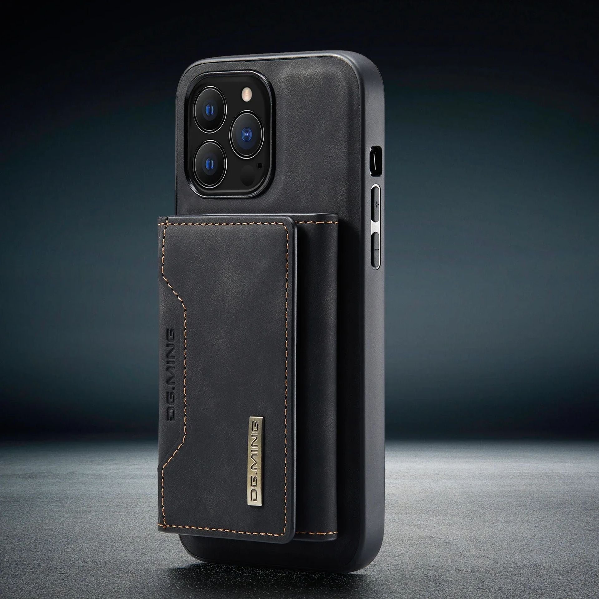Coque En Cuir Magnétique 2 En 1 Avec Poche Amovible pour iPhone 15 Pro Max - Noir