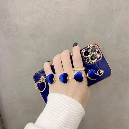 Coque en Métal Plaqué avec Chaine Cœurs pour iPhone 16 Plus - Coque Wiqeo 10€-15€, Chaine, Coque, iPhone 16 Plus Wiqeo, Déstockeur de Coques Pour iPhone