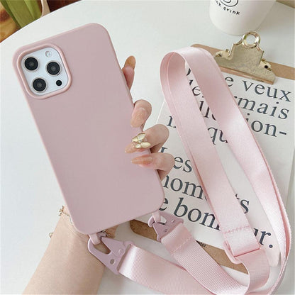 Coque en Silicone avec Sangle pour iPhone 16 Pro