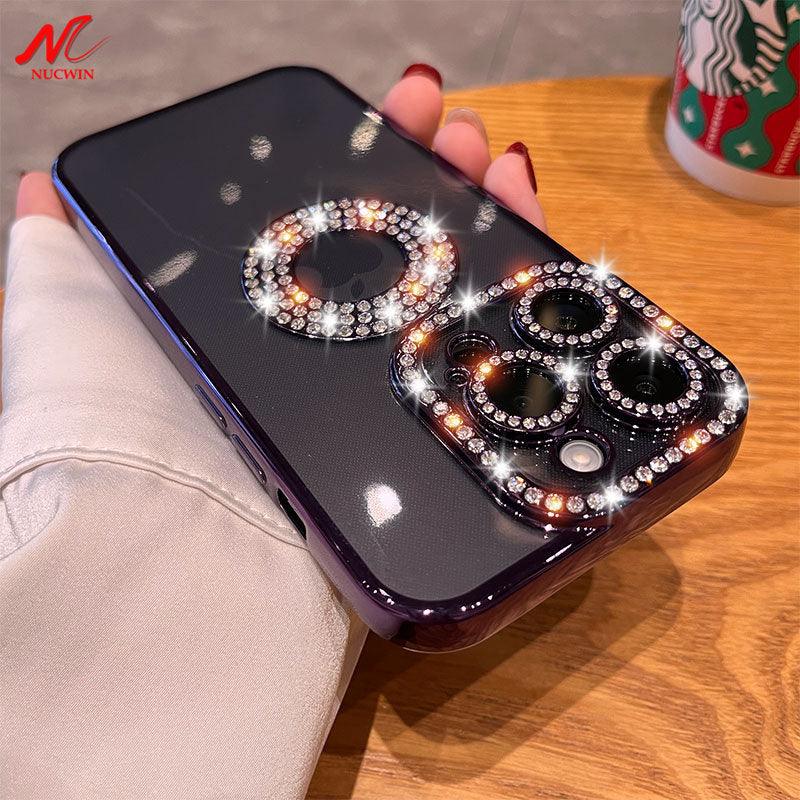 Coque en Silicone Avec Strass Brillants pour iPhone 16 Pro Max