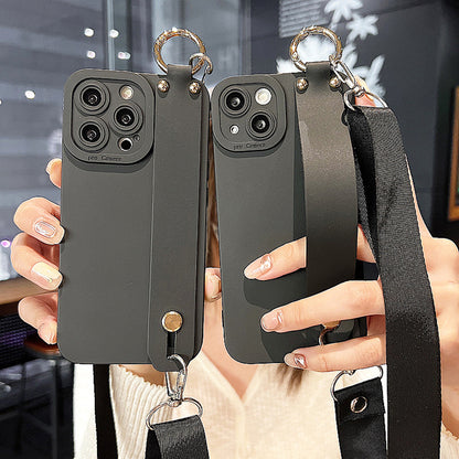 Coque en Silicone Avec Support de Lanière pour iPhone 15