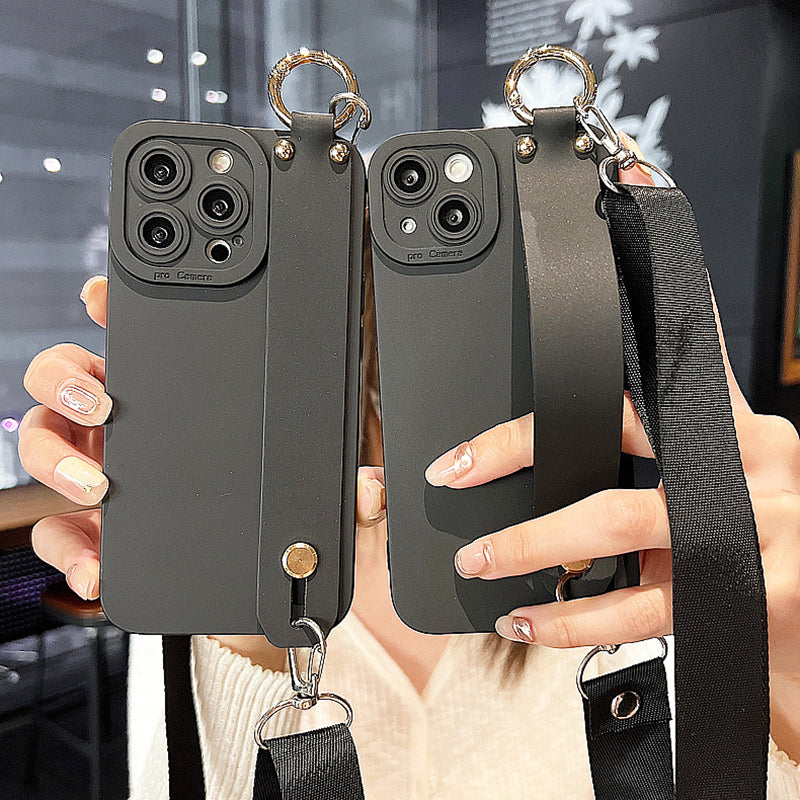 Coque en Silicone Avec Support de Lanière pour iPhone 15