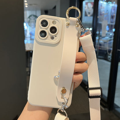 Coque en Silicone Avec Support de Lanière pour iPhone 15
