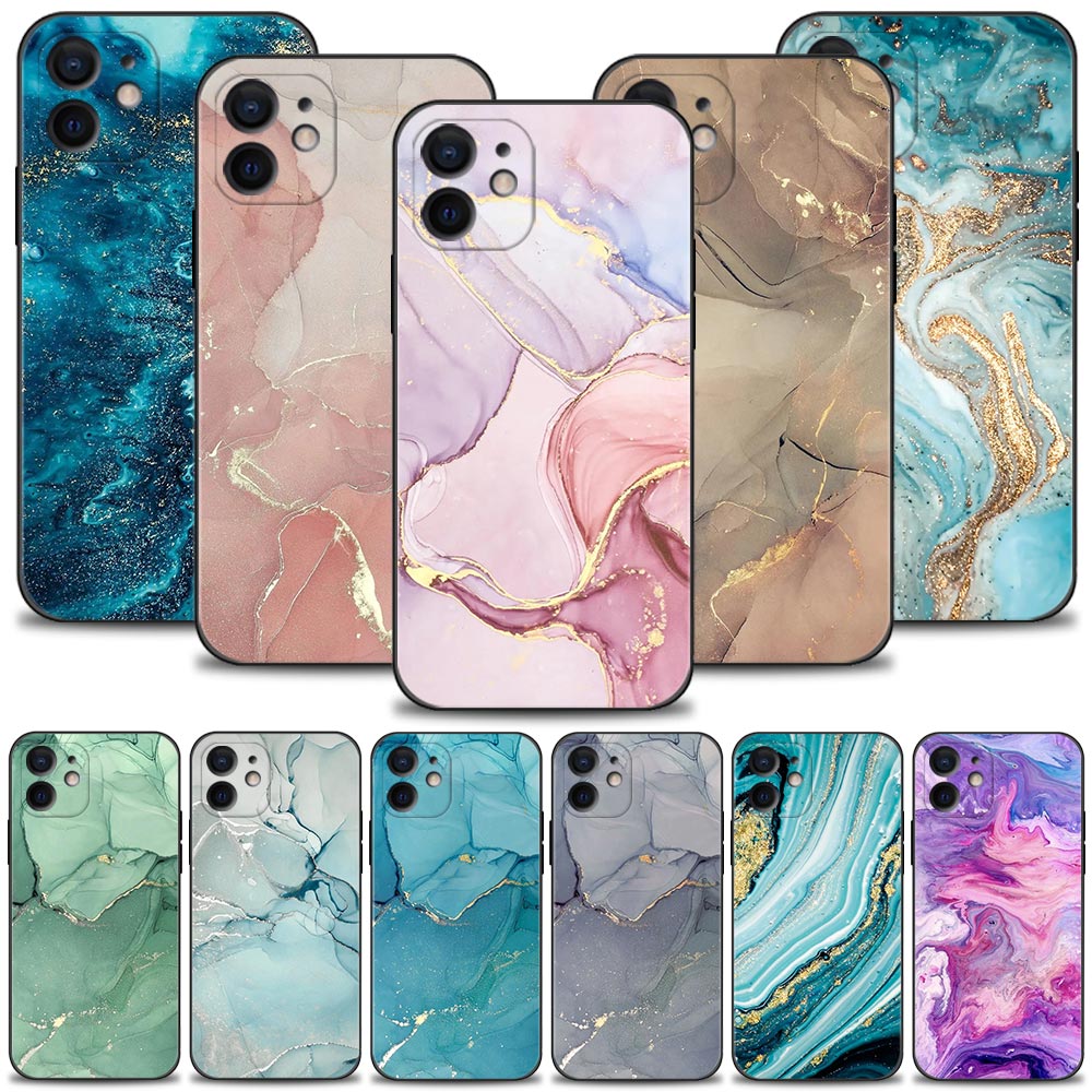 Coque en Silicone Motif Marbre pour iPhone 15