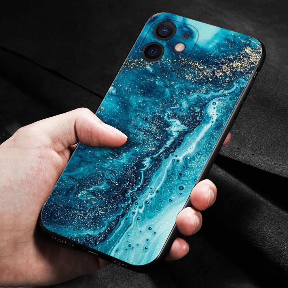 Coque en Silicone Motif Marbre pour iPhone 15