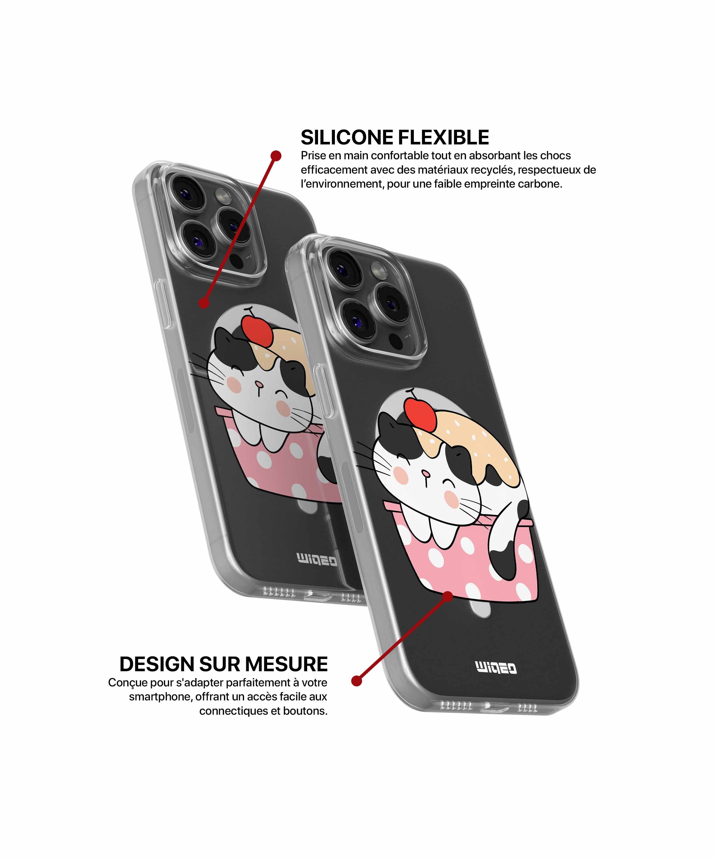 Coque félin cerise pour iPhone