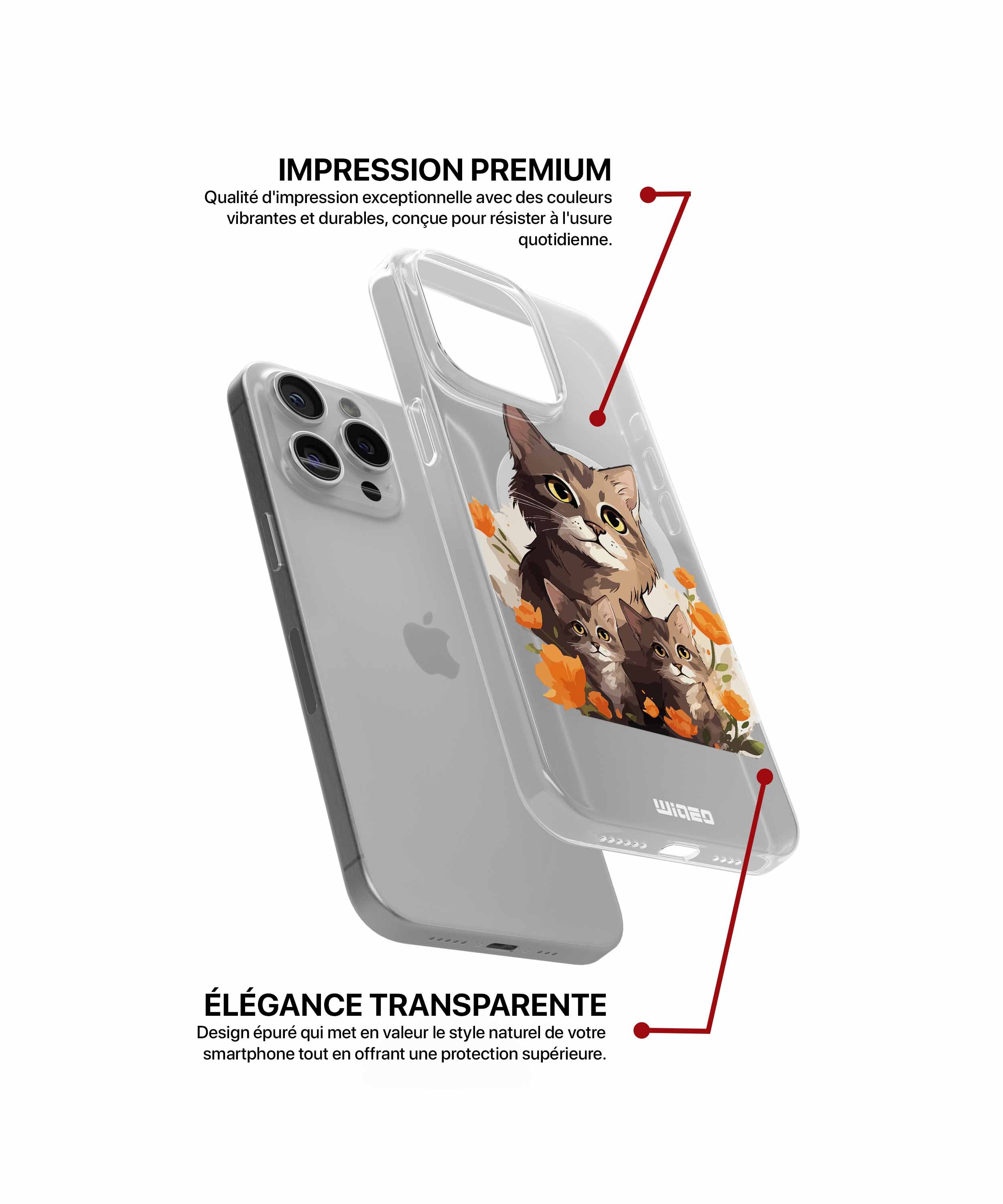 Coque félin fleuri pour iPhone