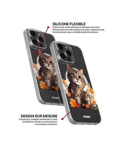 Coque félin fleuri pour iPhone