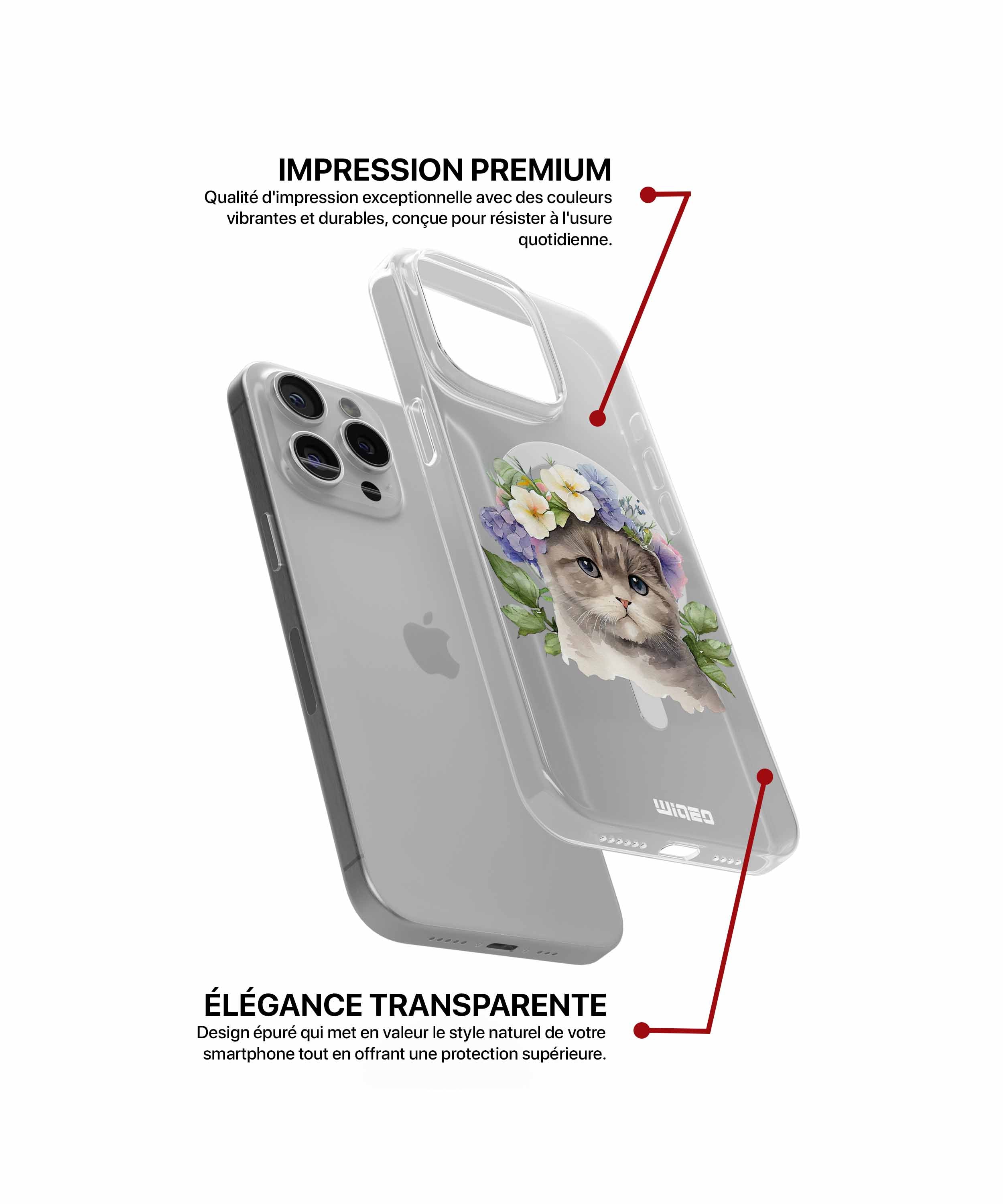 Coque félin poétique pour iPhone