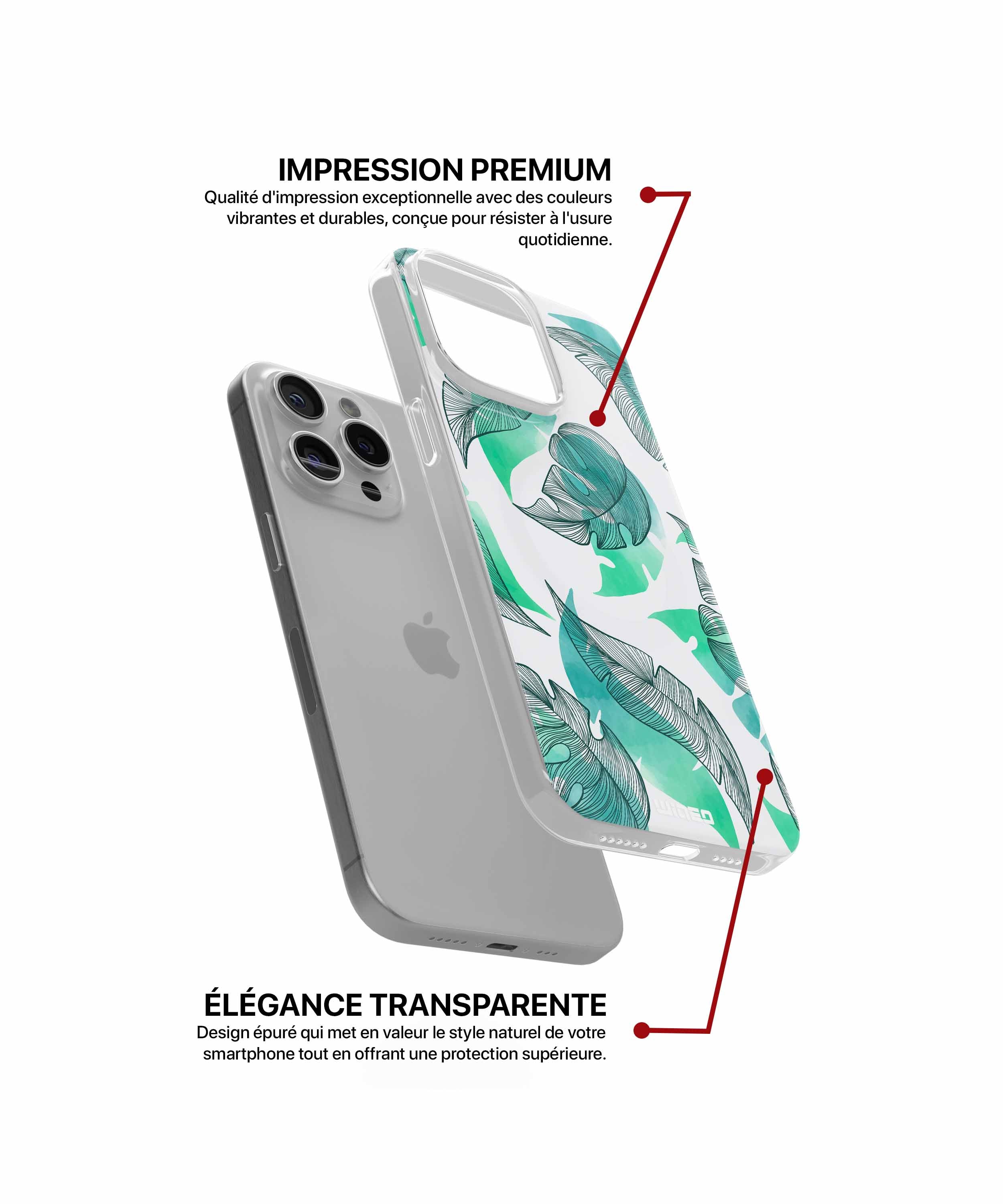 Coque feuillage tropical aquarelle pour iPhone