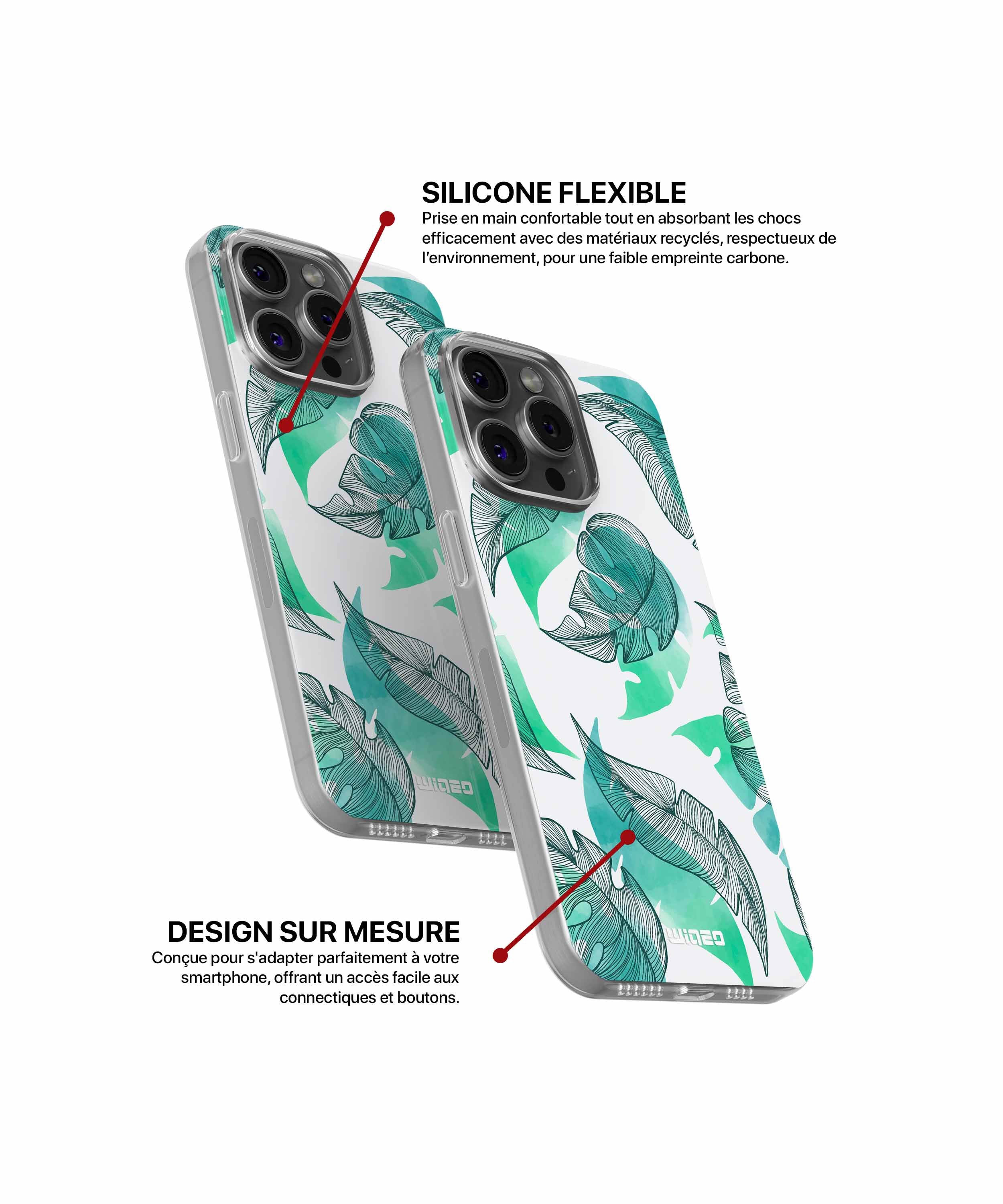 Coque feuillage tropical aquarelle pour iPhone