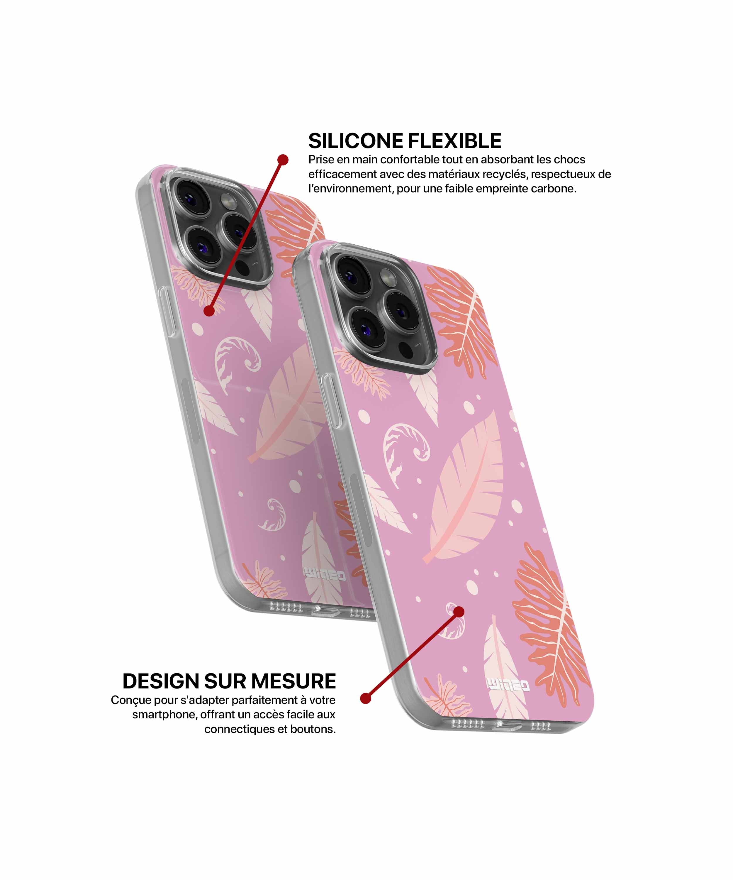 Coque feuilles pastel pour iPhone