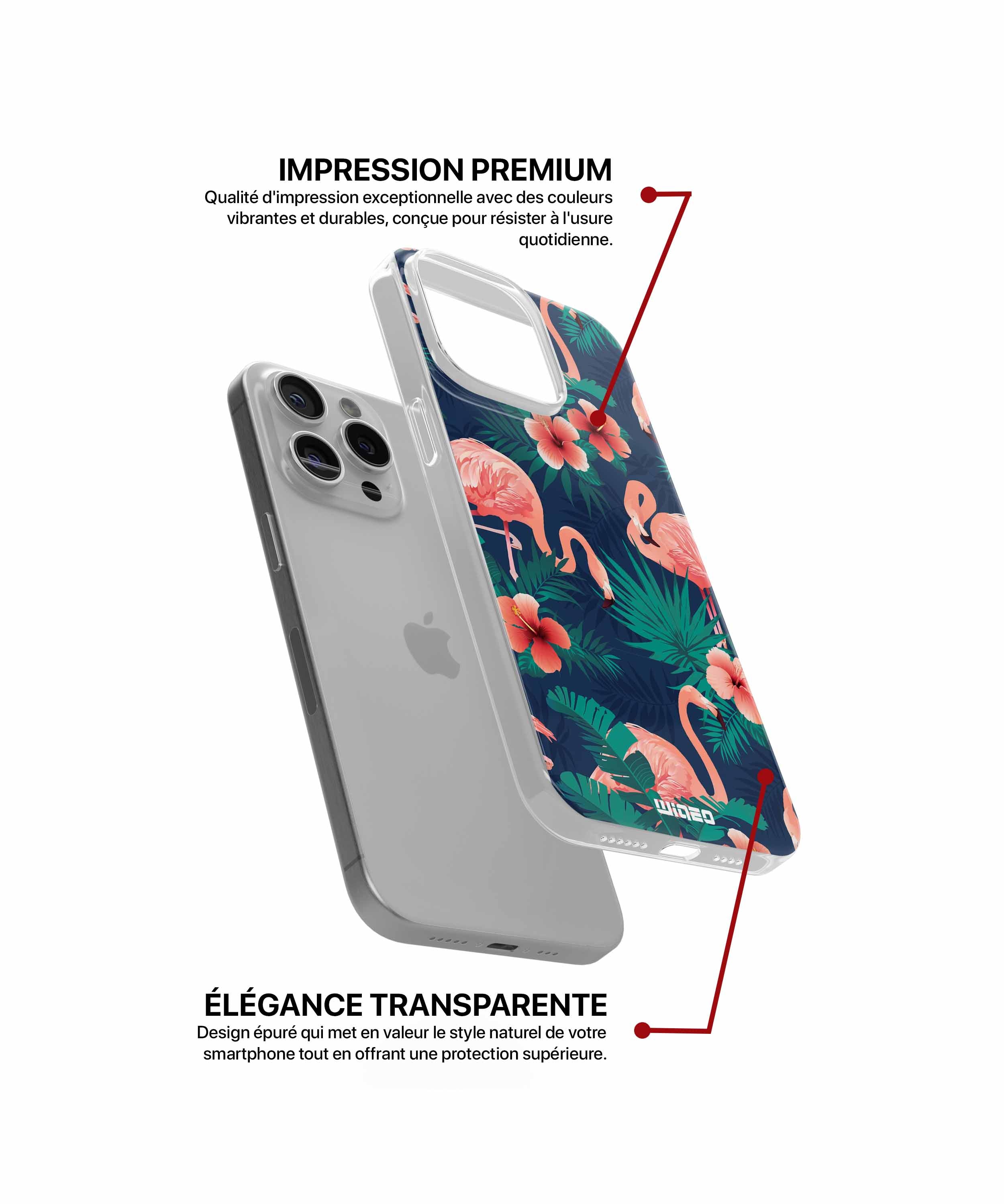 Coque flamant rose tropical pour iPhone