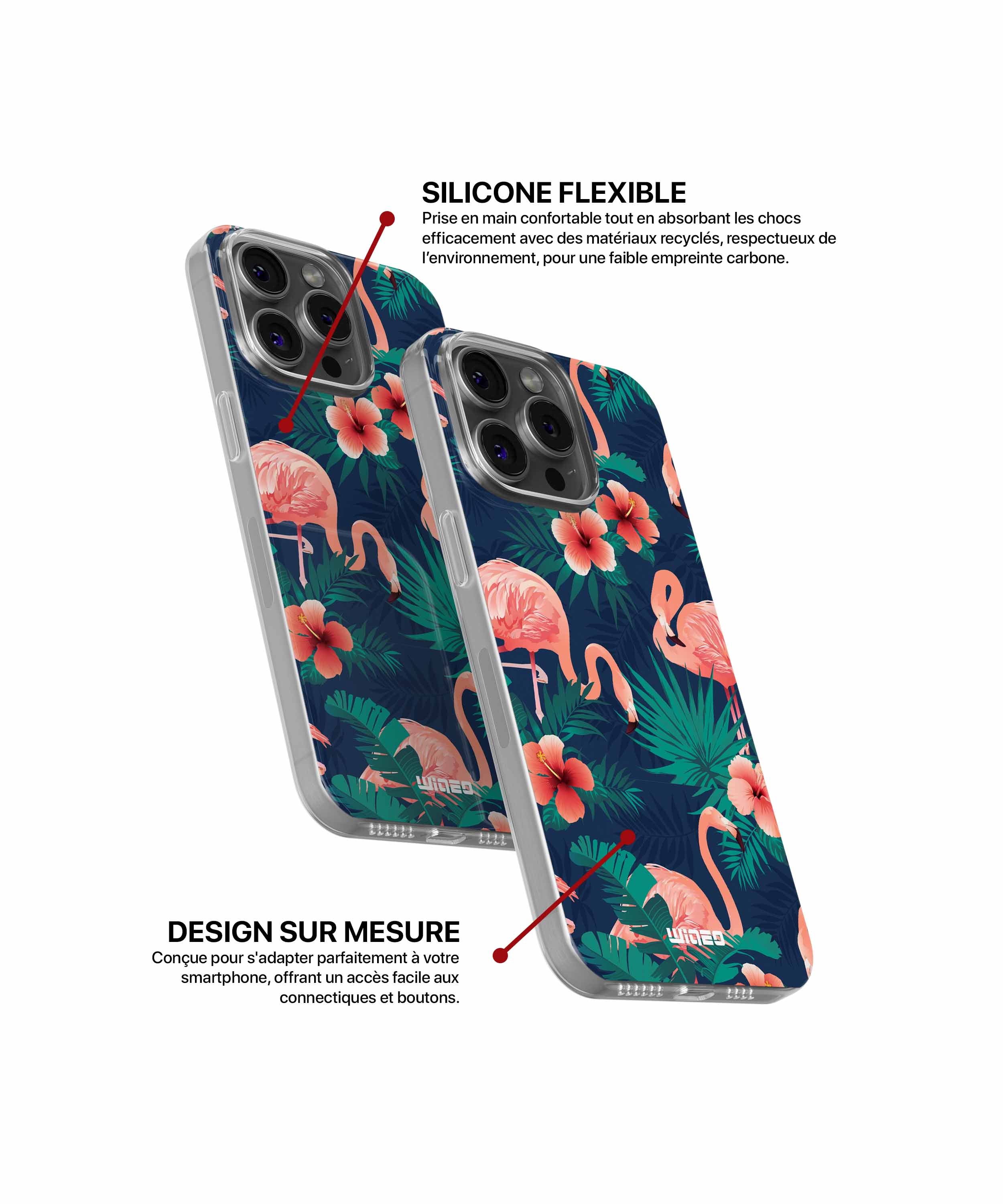 Coque flamant rose tropical pour iPhone