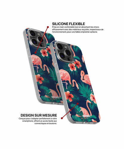 Coque flamant rose tropical pour iPhone