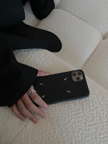 Coque Litchi Aviation Aspect Cuir pour iPhone 16 Plus