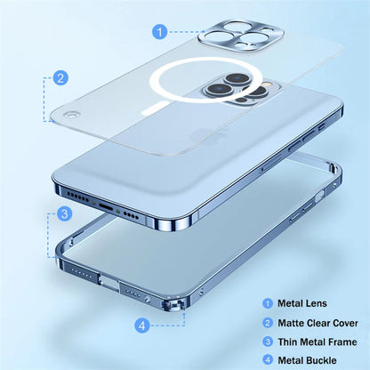 Coque Magnétique Aluminium Transparente Élégante pour iPhone 12 Pro Max