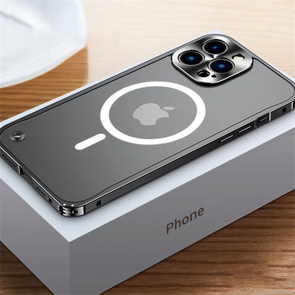 Coque Magnétique Aluminium Transparente Élégante pour iPhone 12 Pro Max - Noir
