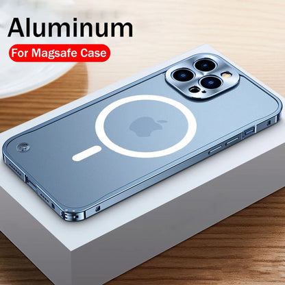 Coque Magnétique Aluminium Transparente Élégante pour iPhone 12 Pro Max - Bleu