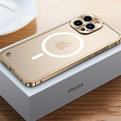 Coque Magnétique Aluminium Transparente Élégante pour iPhone 12 Pro Max - Or