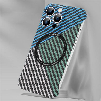 Coque Magnétique Aspect Fibre de Carbone pour iPhone 16 Pro - Coque Wiqeo 10€-15€, Coque, iPhone 16 Pro, Magsafe, Silicone Wiqeo, Déstockeur de Coques Pour iPhone