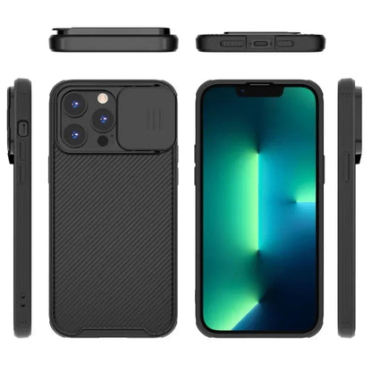 Coque Magnétique avec Protection d'Objectif Coulissante pour iPhone 12 - Noir