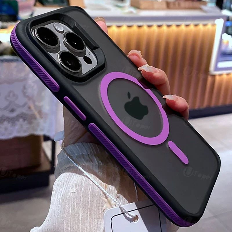 Coque Magnétique Bicolore pour iPhone 12 - Violet