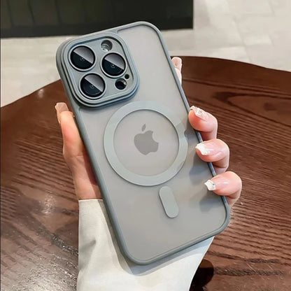 Coque Magnétique Douce Avec Cadre Transparent Design Élégant pour iPhone 16 - Gris