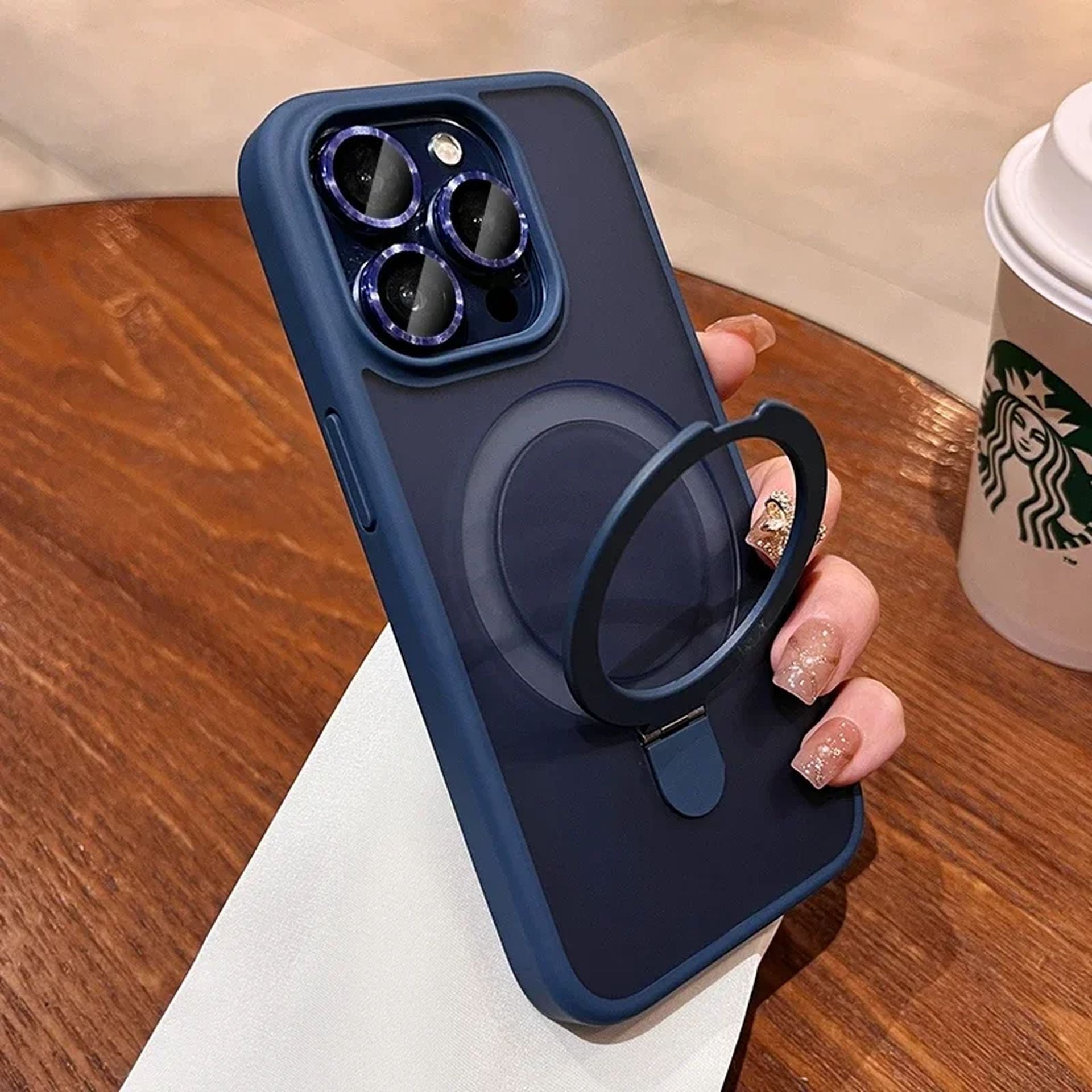 Coque Magnétique Élégante Avec Support Pratique pour iPhone 14 - Bleu