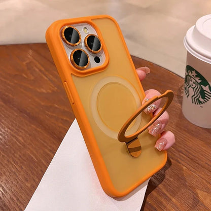 Coque Magnétique Élégante Avec Support Pratique pour iPhone 14 - Orange