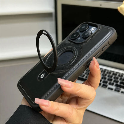 Coque Magnétique En Cuir PU Avec Anneau De Support pour iPhone 12 Pro Max