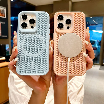 Coque magnétique respirante avec design en maille pour iPhone 13 Pro Max