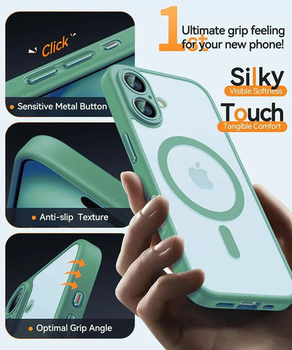 Coque Magnétique Translucide avec Bordures Renforcées pour iPhone 15
