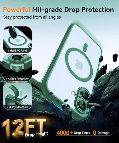 Coque Magnétique Translucide avec Bordures Renforcées pour iPhone 15