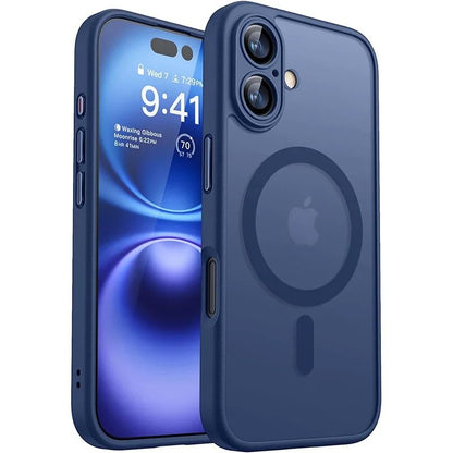 Coque Magnétique Translucide avec Bordures Renforcées pour iPhone 15 - Bleu