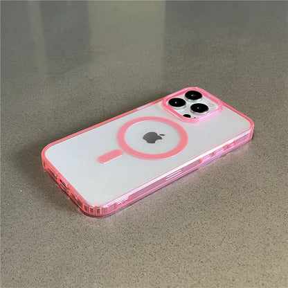 Coque Magnétique Transparente Antichoc pour iPhone 14 - Rose