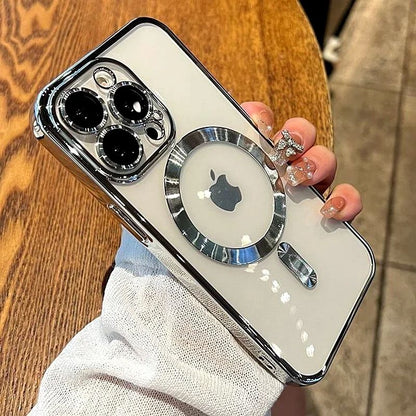 Coque Magnétique Transparente avec Anneau Support Compatible MagSafe pour iPhone 15