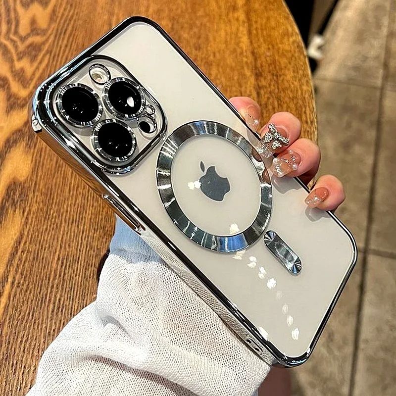 Coque Magnétique Transparente avec Anneau Support Compatible MagSafe pour iPhone 15