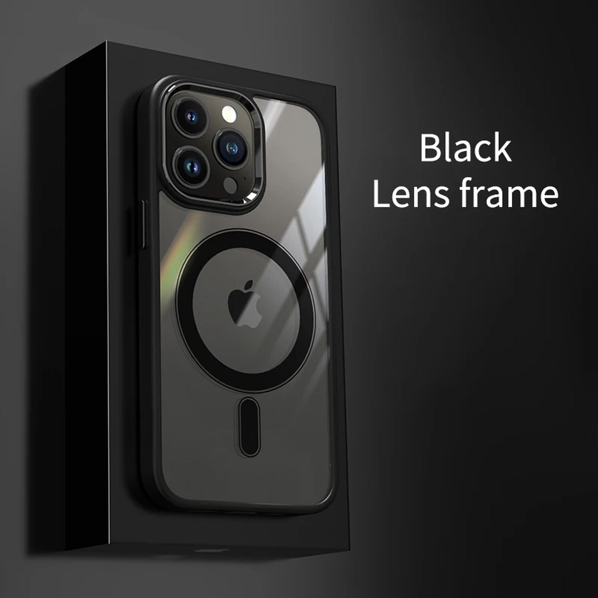 Coque Magnétique Transparente avec Cadre en Métal pour iPhone 16 Pro Max - Noir