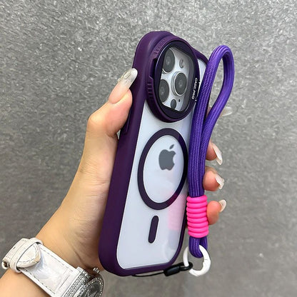 Coque Magnétique Transparente avec Protection d'Objectifs pour iPhone 15 - Violet