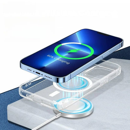 Coque magnétique transparente compatible MagSafe pour iPhone 15